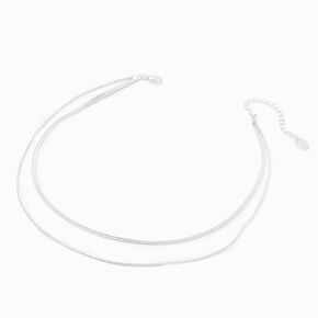 Silver-tone Delicate Snake Chain Multi-Strand Necklace,