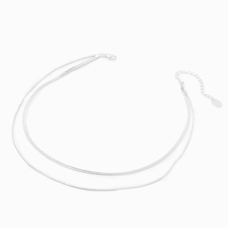 Silver-tone Delicate Snake Chain Multi-Strand Necklace,