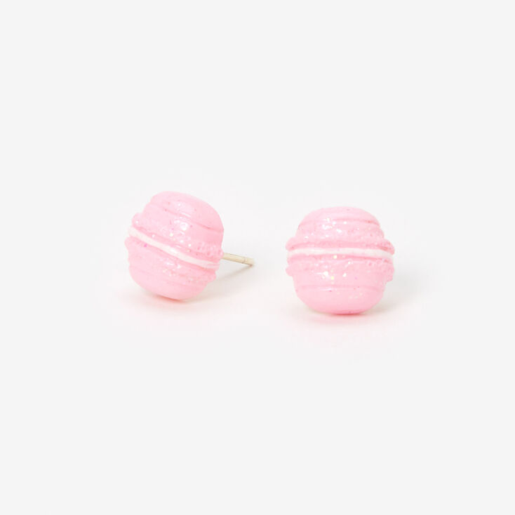Sterling Silver Pink Macaron Stud Earrings,