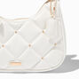 Gold Studded White Quilted Slouchy Shoulder Bag,
