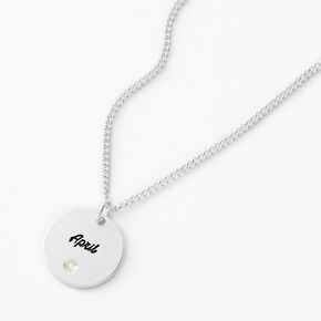 Silver Birthstone Color Tag Pendant Necklace - April,