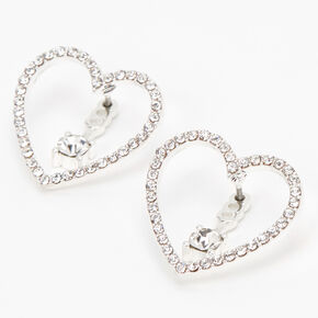 Silver Heart Ear Jacket Earrings,