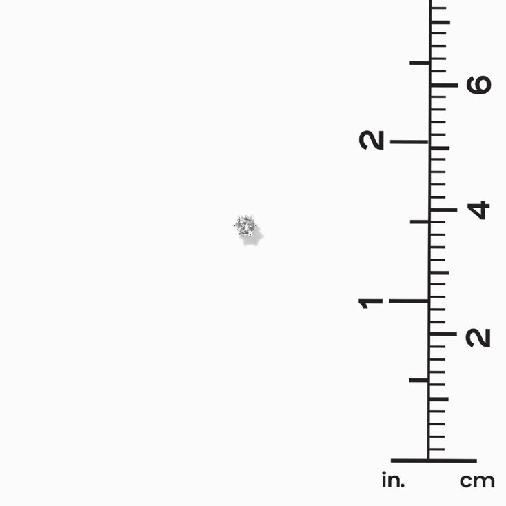 Silver Cubic Zirconia 3MM Round Stud Earrings,