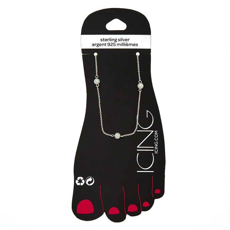 Sterling Silver Pearl Chain Anklet,