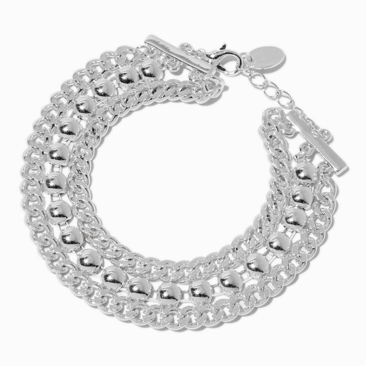 Silver-tone Pyramid Multi-Strand Bracelet ,