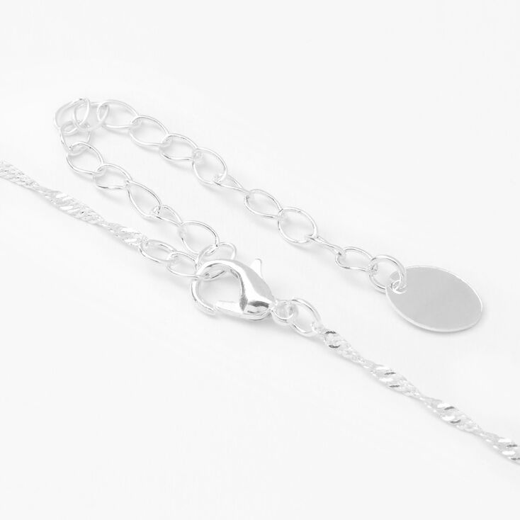 Silver Cubic Zirconia Key Pendant Necklace,