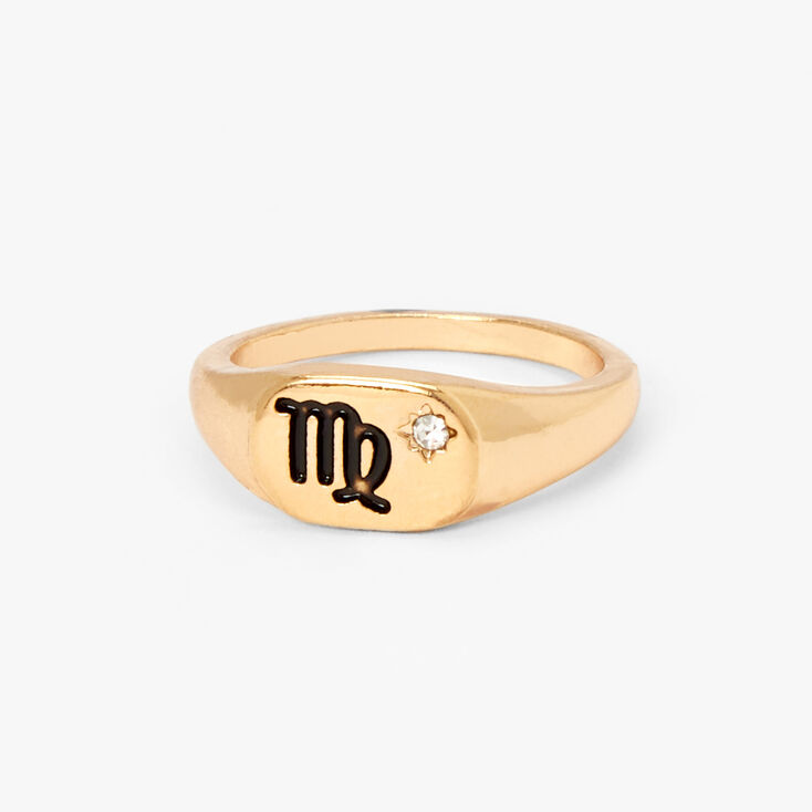 Gold Zodiac Signet Ring - Virgo,