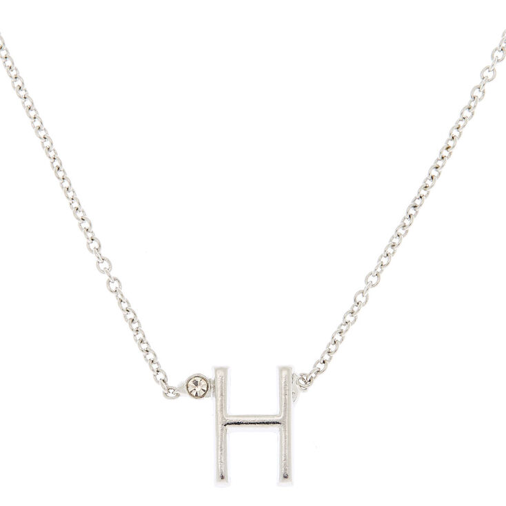 Silver Initial Necklace - H,