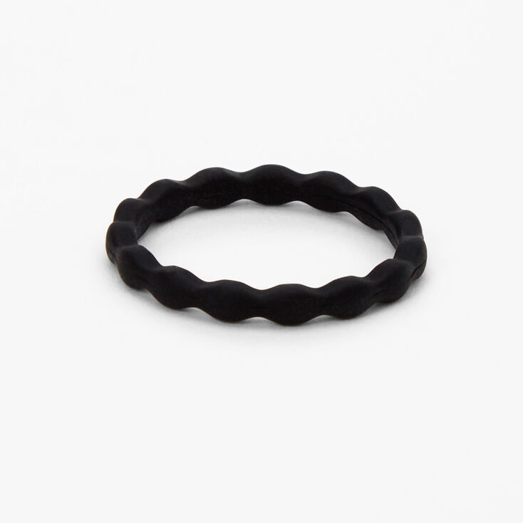 Silicone Braided Ring - Black,