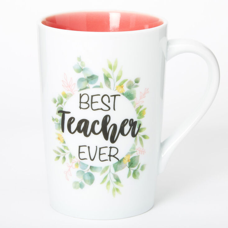 Best Teacher Ever Floral Ceramic Mug - White,
