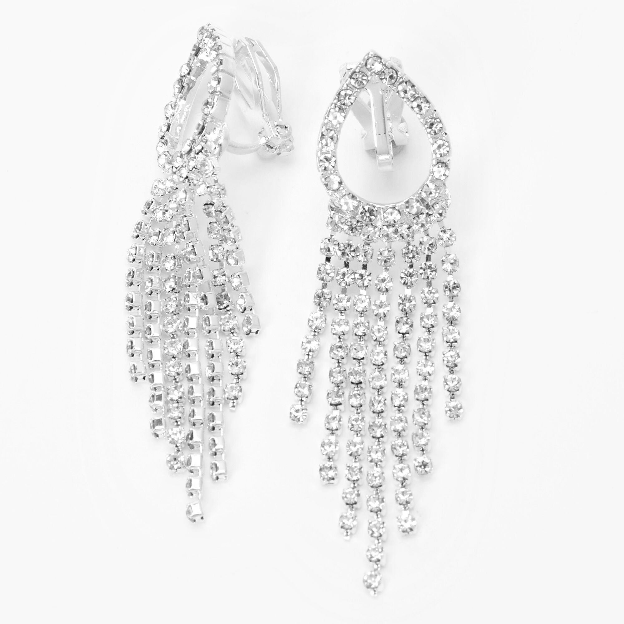 Clip on silver best sale dangle earrings