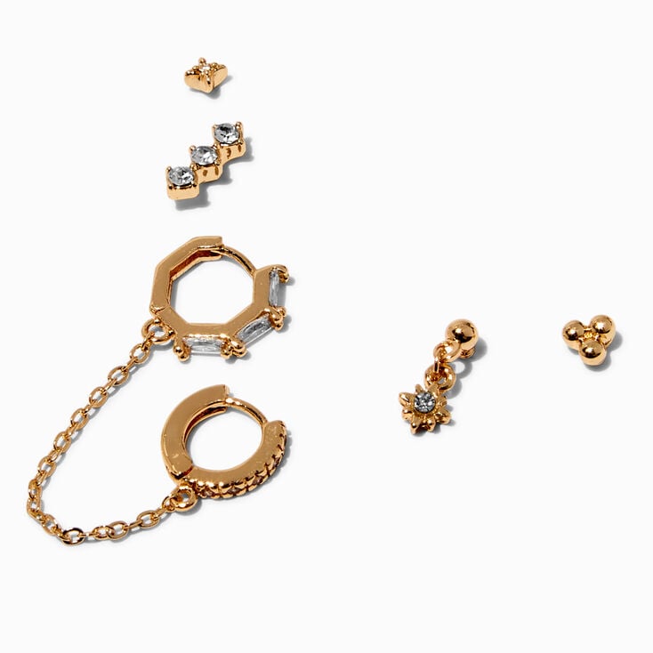 Gold-tone Cubic Zirconia Crystal Stackables Set - 3 Pack,