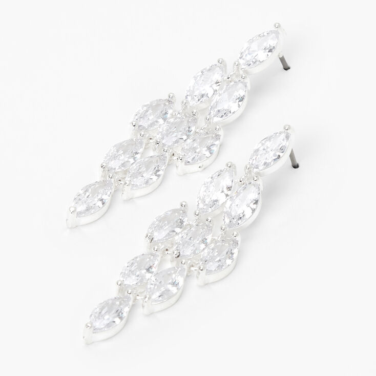 Silver 2&quot; Cubic Zirconia Chandelier Drop Earrings,