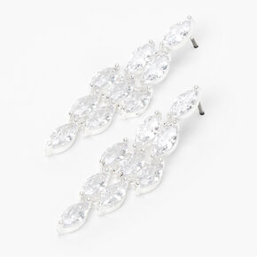 Silver 2&quot; Cubic Zirconia Chandelier Drop Earrings,