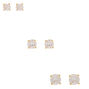 Gold-tone Cubic Zirconia 4MM, 5MM, 6MM Round Stud Earrings - 3 Pack,