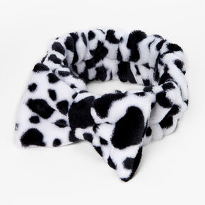 Cow Print Plush Makeup Bow Headwrap,