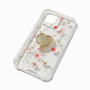 Heart Ring Holder Pressed Flowers Phone Case - Fits iPhone&reg; 13/14,