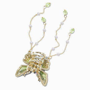 Green Butterfly Beaded Dangle Hair Claw,