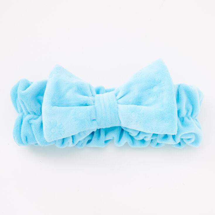 Blue Plush Makeup Bow Headwrap,