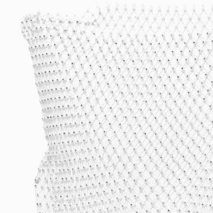 Crystal Studded White Fishnet Tank Top,