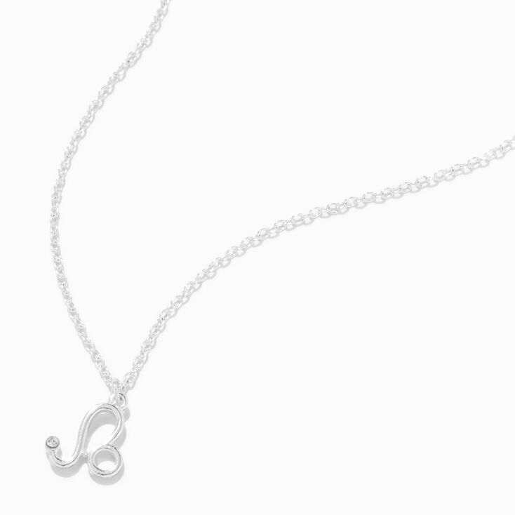 Silver Zodiac Embellished Pendant Necklace - Leo,