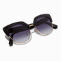 Black Retro Browline Black Lerns Sunglasses,
