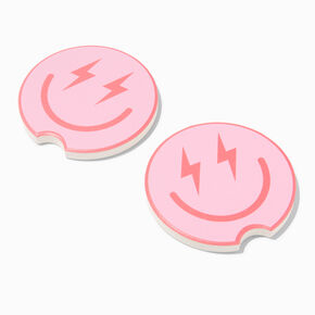 Pink Happy Face Car Coasters - 2 Pack,
