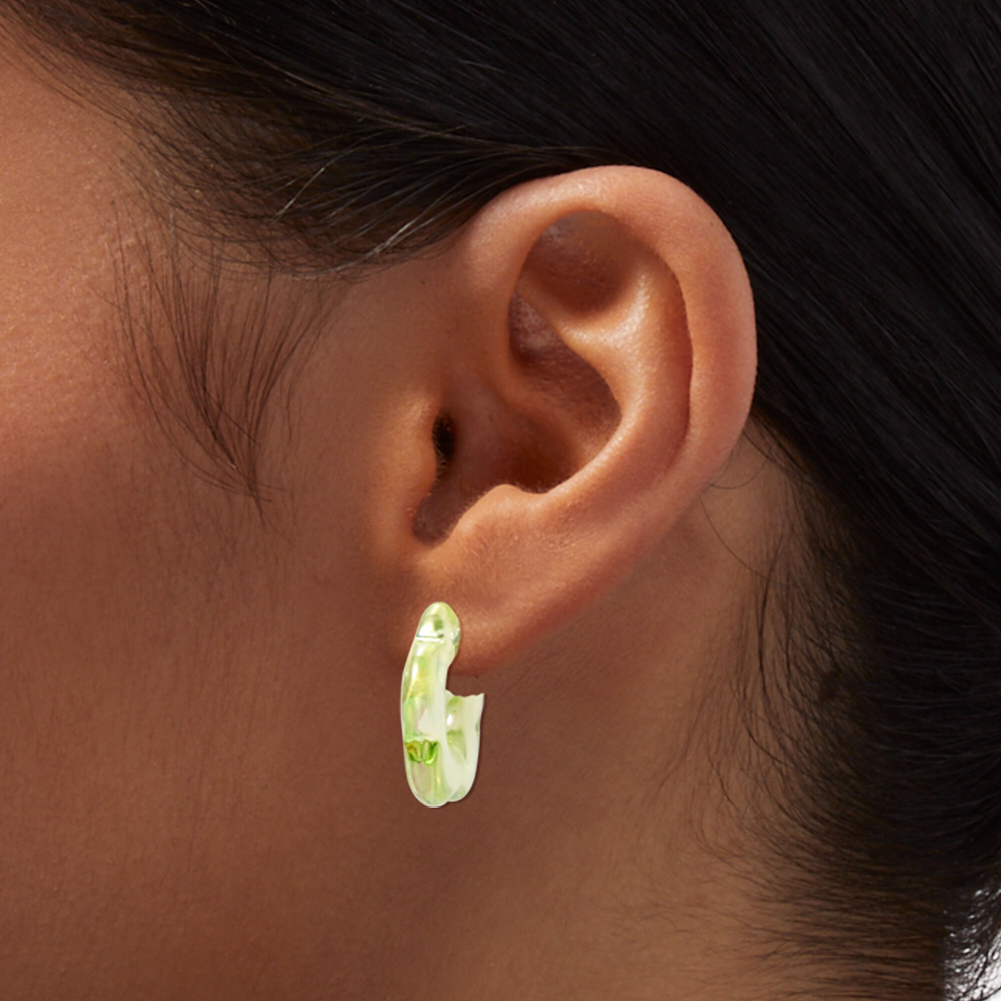 Green resin hoop earrings on sale