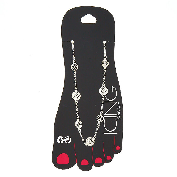 Silver Circle Disk Anklet,