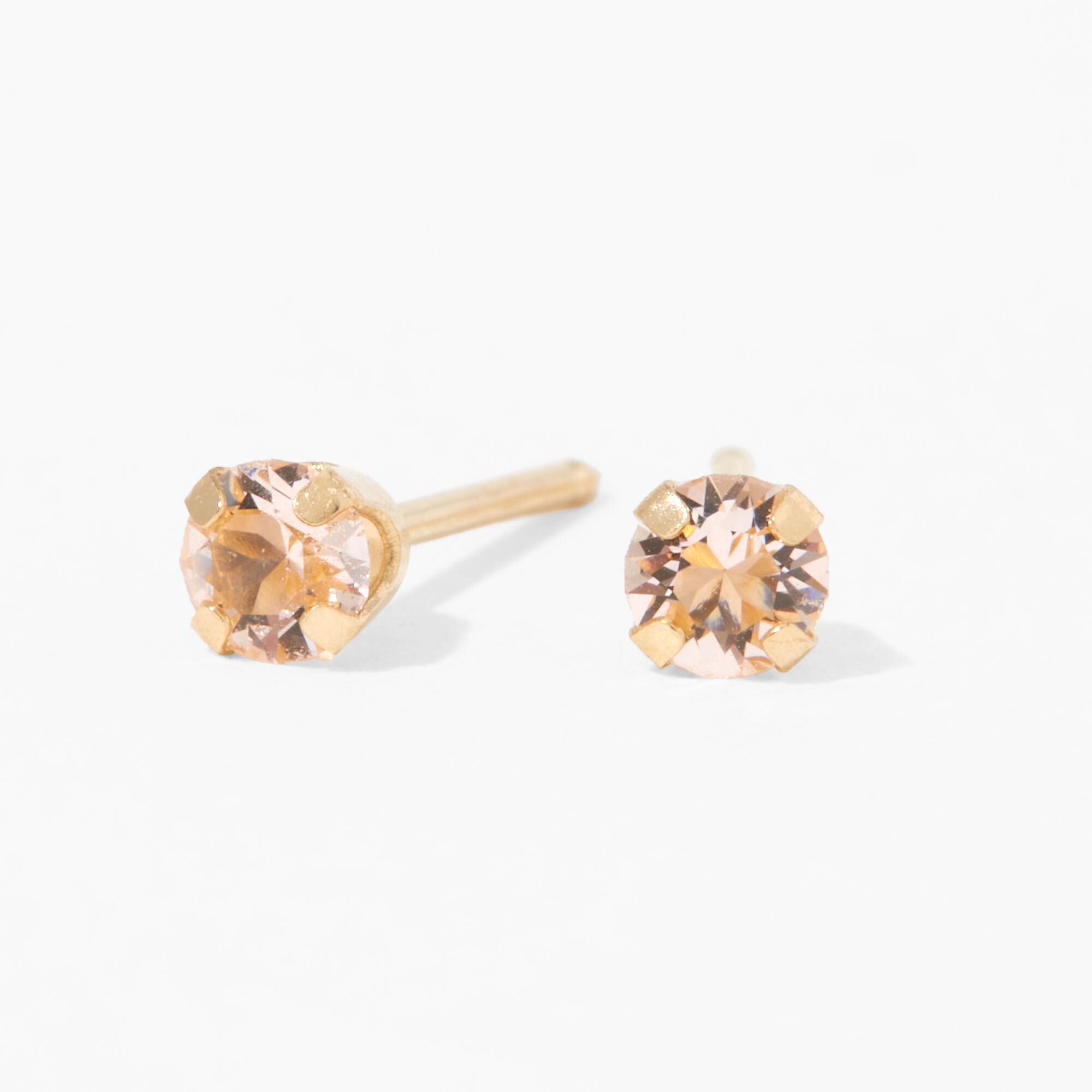 14kt Yellow Gold 3mm Silk Crystal Studs Ear Piercing Kit with Ear