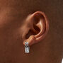 Silver 20MM Filigree Crystal Huggie Hoop Earrings,