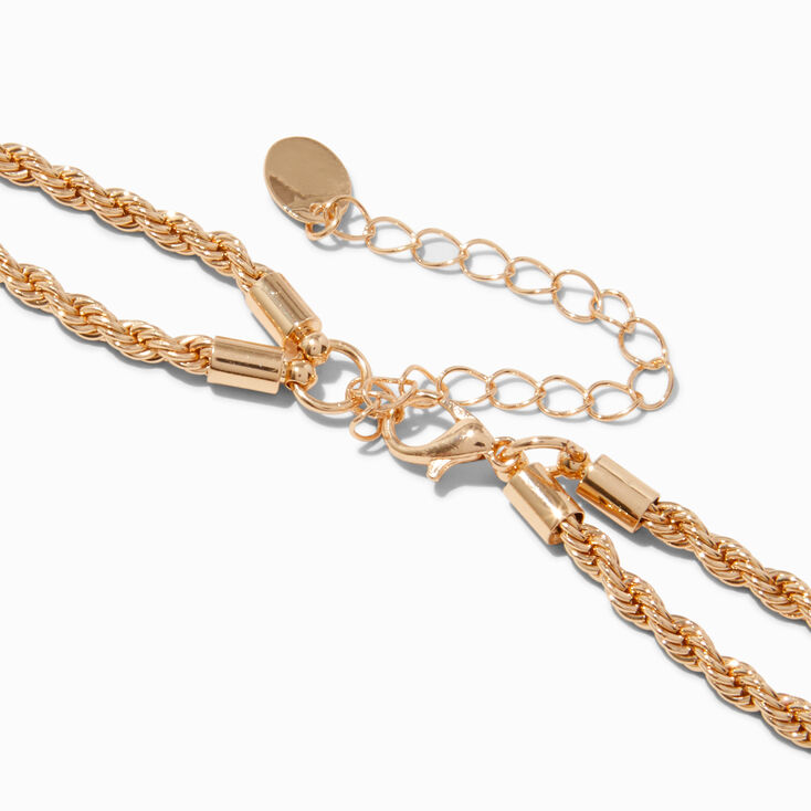 Gold-tone Twisted Double Rope Knot Multi-Strand Necklace,