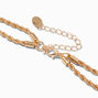 Gold-tone Twisted Double Rope Knot Multi-Strand Necklace,