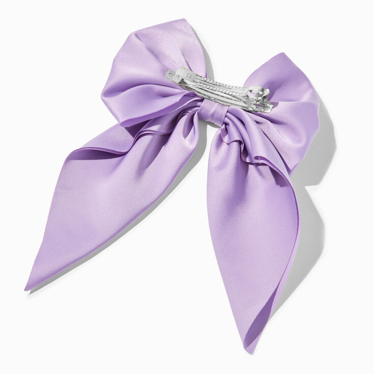 Lavender Satin Bow Barrette Hair Clip,