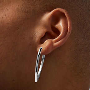Silver-tone Pointed 40MM Clicker Hoop Earrings,