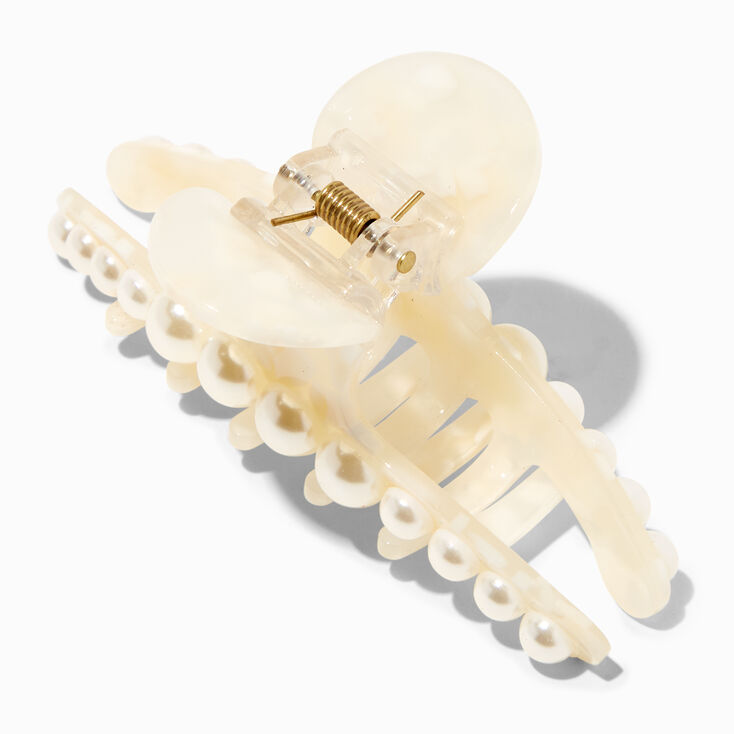 White Tortoiseshell Pearl Hair Claw,