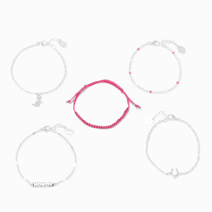 Silver Cowgirl Chain Bracelets - 5 Pack,