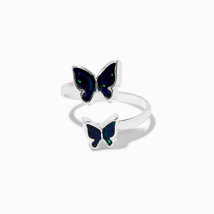 Silver-tone Butterfly Open Mood Ring,