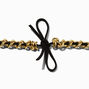 Black Thread Tie-Closure Gold-tone Choker Necklace ,