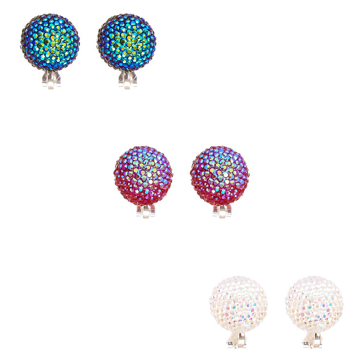 Mermaid Scales Oversized Dome Clip-on Stud Earrings,