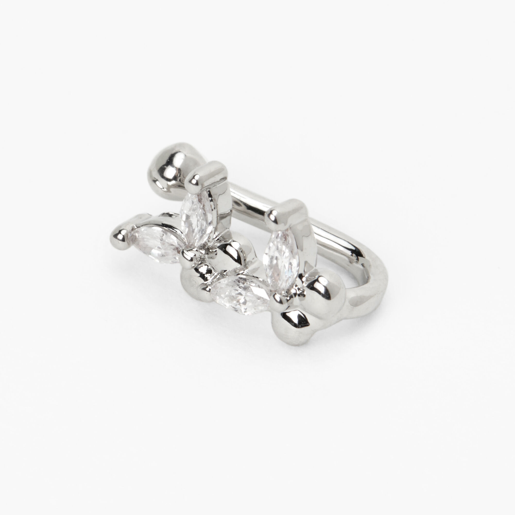 Silver Crystal Butterfly Faux Nose Ring Icing US