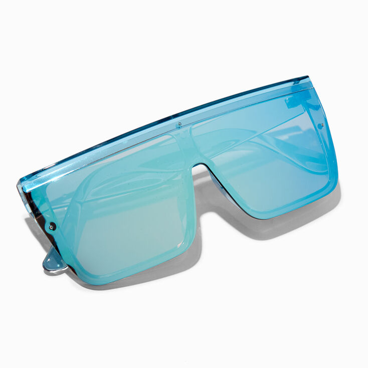 Baby Blue Oversized Shield Sunglasses,