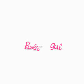 Barbie&trade; Pink Barbie Girl Sterling Silver Stud Earrings,