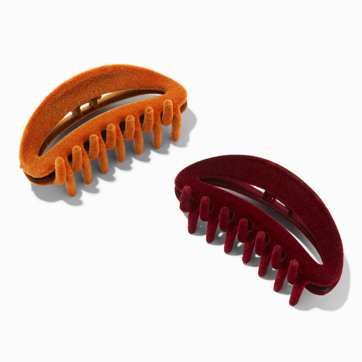Flocked Burgundy &amp; Brown Hair Claws - 2 Pack,