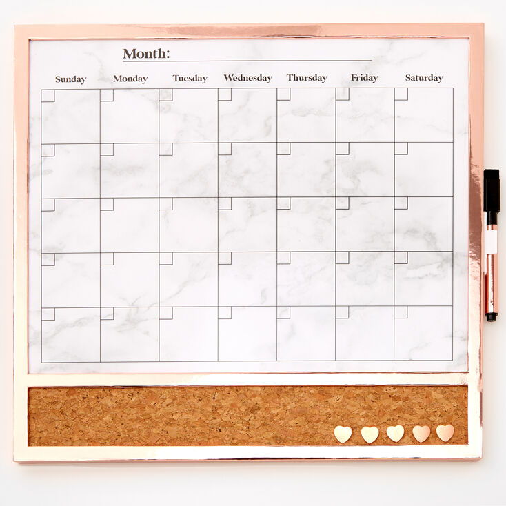 Framed Dry Erase Calendar Board - Rose Gold,