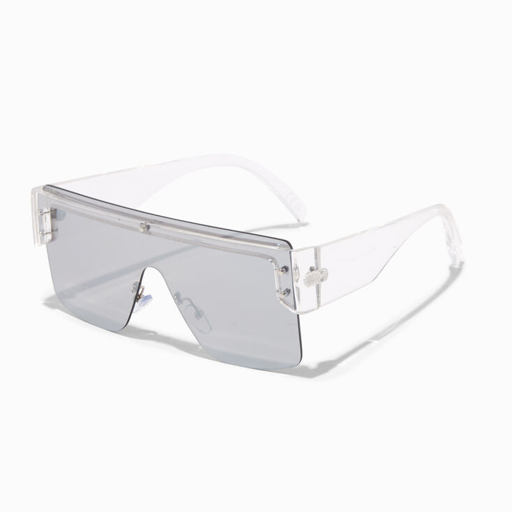 Gray Shield Clear Sunglasses,
