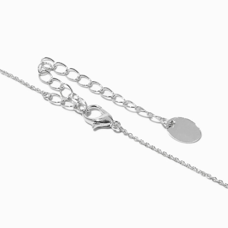 Silver Cursive Lowercase Initial Pendant Necklace - M,