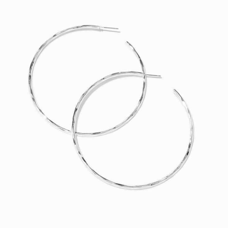 Silver Textured 70MM Hoop Earrings,