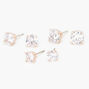 Rose Gold Cubic Zirconia Round Stud Earrings - 6MM, 7MM, 8MM,