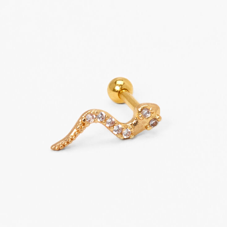 Gold 16G Snake Cartilage Stud Earring,